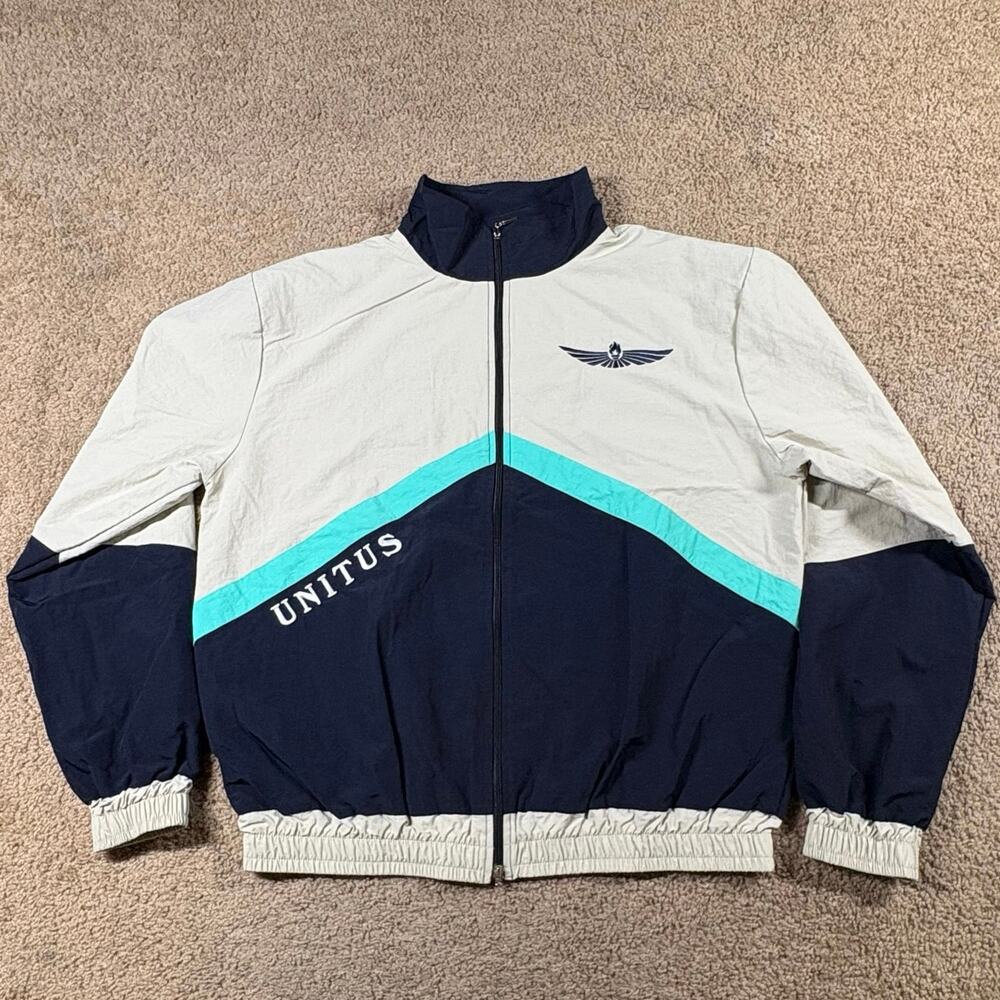 Unitus Jacket Size XL Full Zip Nylon Windbreaker Retro Track Style Lightweight